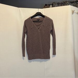 American Eagle Brown Lace-Up Sweater